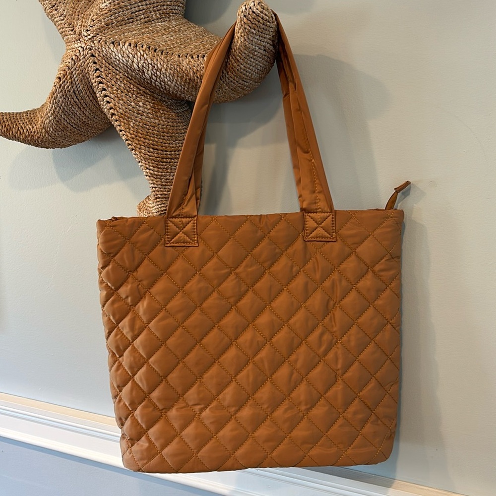 Amy Stran x AHDORNED Quilted Nylon Tote ~ Camel